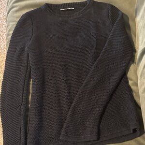 Everlane Black Open- Stitch Women's Crew Neck Sweater